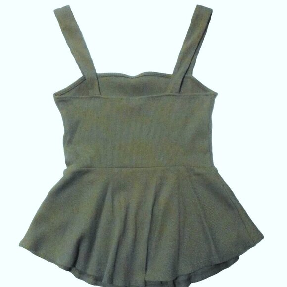 Xpress Olive Green Women's Peplum Style Strappy Top-Size Petite Small - Picture 2 of 3